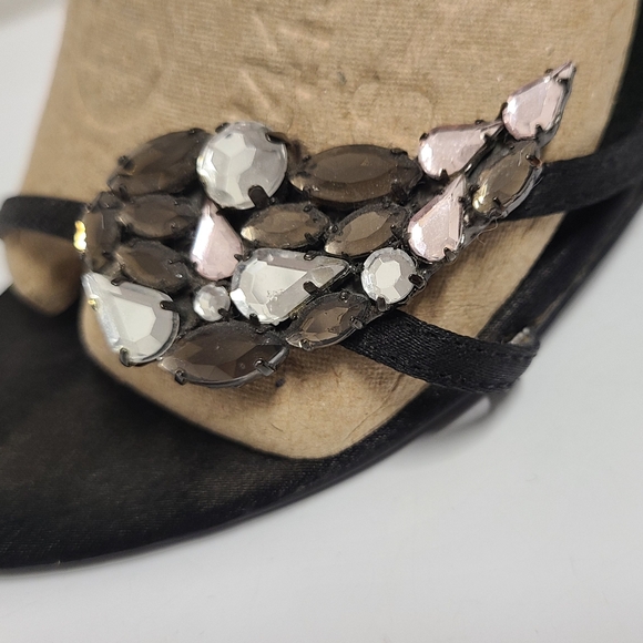 Forcinema Black Birgitta Rhinestone Detail Heeled Sandals Sz 8½ - Picture 2 of 13